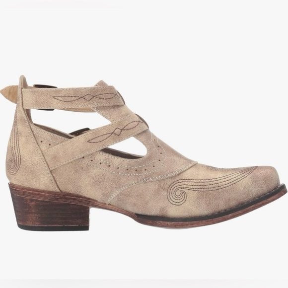 ROPER Womens Willa Embroidery Snip Toe Casual Boots Ankle
Low Heel 1-2" - Brown - Picture 2 of 6